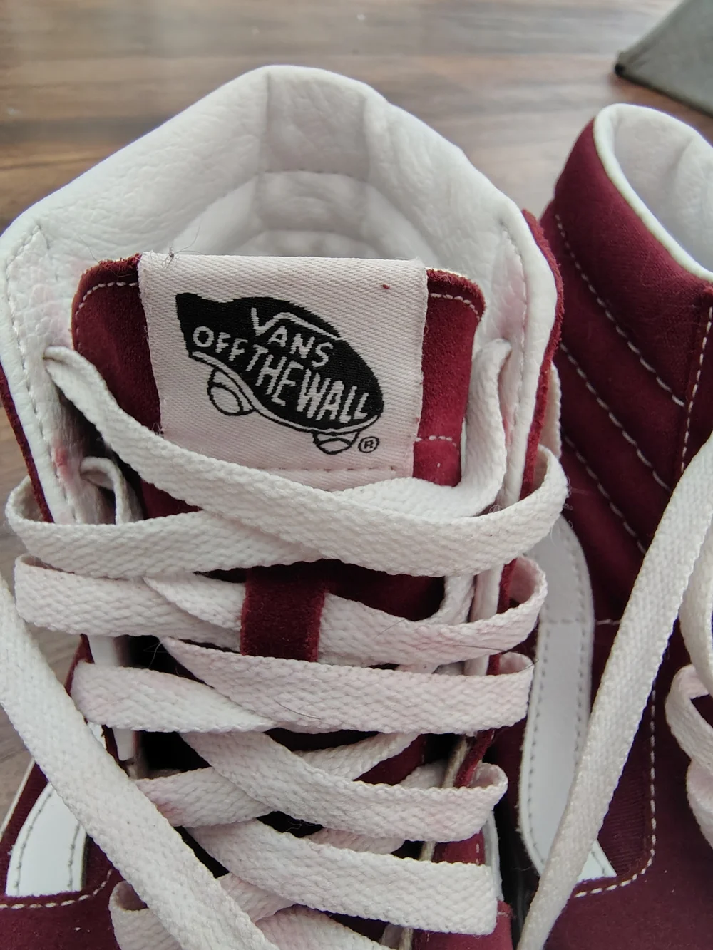 Vans Sk8-Hi High Top Sneakers - Burgundy with White Stripe